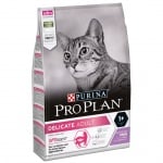 Суха храна за котки с чувствителен стомах и капризен вкус Purina Pro Plan Delicate,  с пуешко месо, три разфасовки