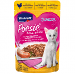 Паучове за котенца от 2-я месец, вкусен сос с истински парченца месо Vitakraft POESIE Pouch JUNIOR , 85гр, два вкуса