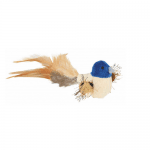 Играчка за коте - плюшено пиле с пера - 8 см.