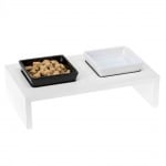 Дървена поставка с 2бр. порцеланови купи за храна и вода Ferplast MAKI 01 TRAY & BOWLS, 40х23х13h