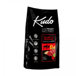 Храна за кучета от средни и ерди породи над 1 год Kudo Low Grain Red Meat Medium-Maxi Adult, месо, плодове, зеленчуци и лечебни билки, две разфасовки