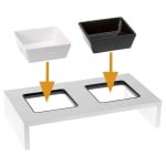 Дървена поставка с 2бр. порцеланови купи за храна и вода Ferplast MAKI 01 TRAY & BOWLS, 40х23х13h