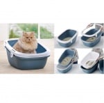 Тоалетна Simba Sift два съда + решетка, с борд, за едри породи котки, бяло/сиво, 64 х 46 х 31см