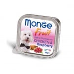 Пастет и хапки за кучета с пиле и малини MONGE FRUIT Paté & Chunkies Chicken & Raspberry, 100гр