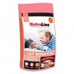 Храна за  пораснали котки с чувствителна храносмилателна система Nutraline Cat SENSITIVE, със сьомга и ориз, 1.00кг насипно