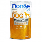 Пауч за куче  MONGE GRILL Chunkies с пиле и пуйка, 12 броя х 100 гр