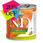 Пълноценна храна за кучета в зряла възраст N&D Pumpkin Boar&Apple ГЛИГАНСКО, ТИКВА & ЯБЪЛКА  - 285гр
