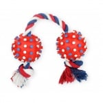 Pet Nova, играчка за куче - Две топчета на въже, червени, 50 см