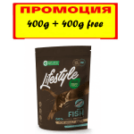 Пълноценна храна за котки Nature`s protection Lifestyle, с бяла риба, без зърно, 400ГР+ 400ГР ПОДАРЪК