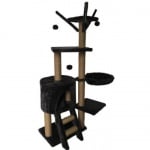 Драскало за коте тип катерушка с хралупа и стойки, шест нива, сизал и кадифе - 125 x 80 x 40 см