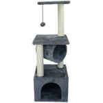 Драскало за коте тип катерушка с хралупа и стойки, четири нива, сизал и кадифе - 102 x 35 x 35 см