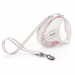 Автоматичен повод flexi GLAM с брилянти CRYSTALIZED™Swarovski 3м лента до 12кг - два цвята