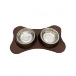 Двойна купа за кучета Croci, противоплъзгаща, кафява, два размера