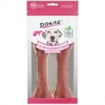 Dokas, Лакомства за кучета, 15 см Кожен кокал за куче с патешко, 2 броя