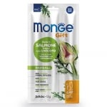 Monge Gift Soft Sticks Hairball, лакомство за котки, срещу образуването на космени топки, със сьомга и артишок, 15гр
