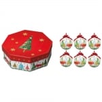 Коледна топка за декорация Еленчета и елхички, 1 бр.