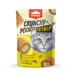 Wanpy Crunchy Pockets - лакомство за котки с пилешко и котешка трева, хрупкави хапки с кремообразен пълнеж, 60 г