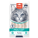 Wanpy Cat Skin&amp;Coat  кремообразно лакомство за котки с риба тон и сьомга,  за лъскава козина, 5х14 г