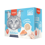 Wanpy cat - лакомство за котки, лъжичка с кремообразно лакомство със сьомга, 10х16 г
