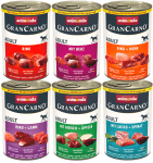 GranCarno Adult Mix 6х800 г - микс консерви: телешко, сърца, телешко и пилешко, телешко и агнешко, еленско и ябълки, сьомга и спанак, 6 х 800