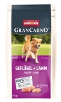 GranCarno Adult - суха храна за израснали кучета с птиче и агнешко, 1 кг