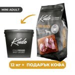 ПРОМОПАКЕТ Kudo Low Grain Adult Mini Turkey/Duck 12 kg + съд за съхранение
