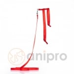 Повод с нагръдник от изк. лента 1.0 см., червен