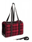 Тартанова чанта с дръжки и презрамка.