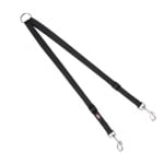 Повод за две кучета от плат  XS-M - Черно