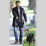 Бен Афлек разхожда кучето си