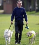 Греъм Уейсп с двете си кучета водачи