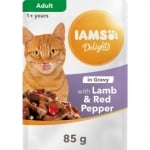 Iams Delights gravy - Пауч за котки над 1 година, с агнешко и червена чушка, 85 гр.