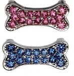 Декоративна форма на кокал с брилянти за поводи и нашийници, два цвята