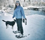 Разходка със снегоходки куче